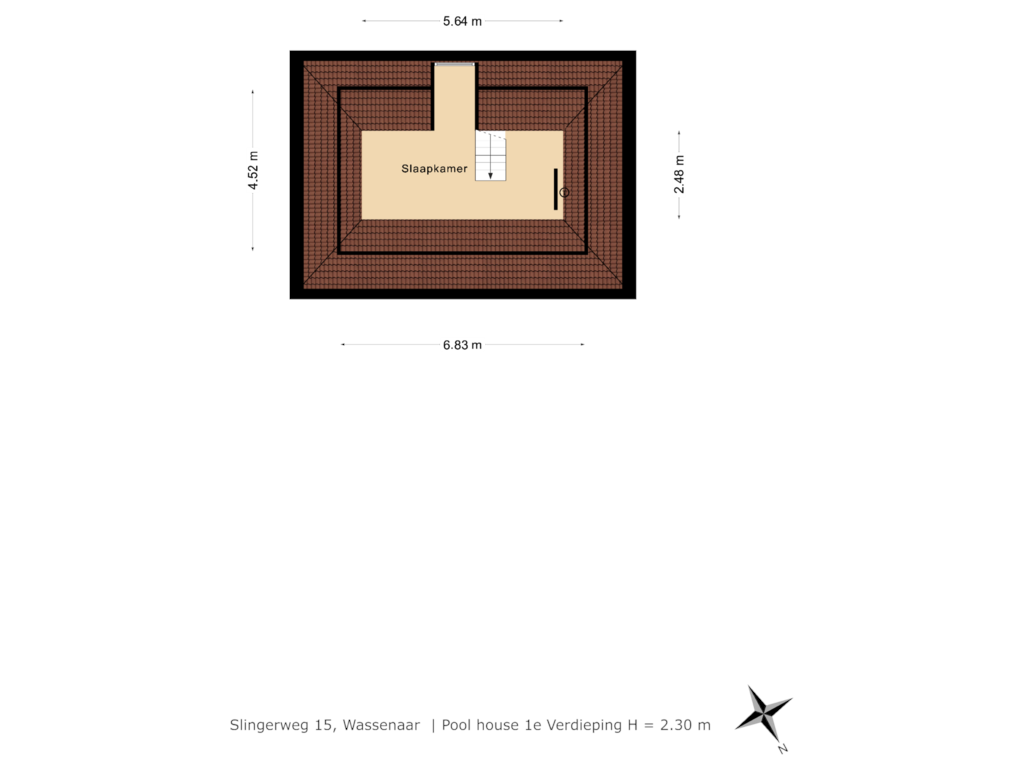 Bekijk plattegrond van Pool house  1e Verdieping van Slingerweg 15