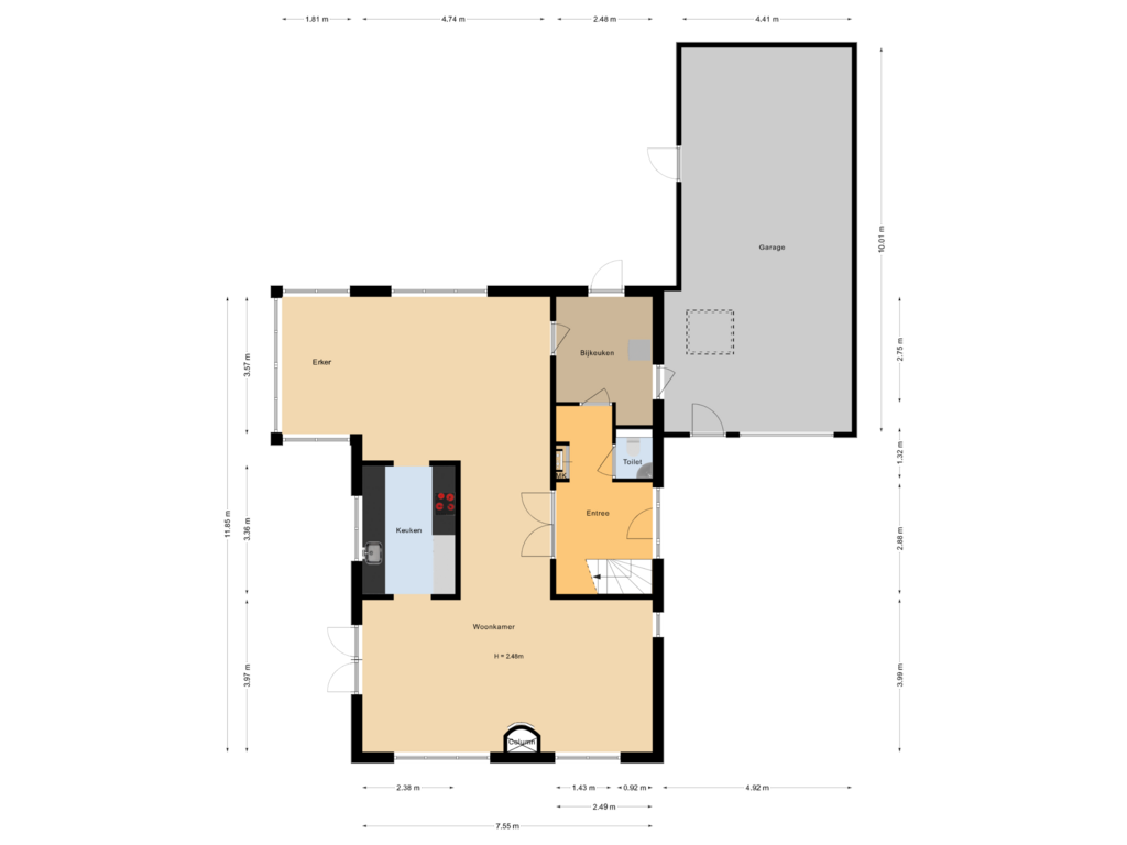 Bekijk plattegrond van Begane grond van Kwartaalstraat 40