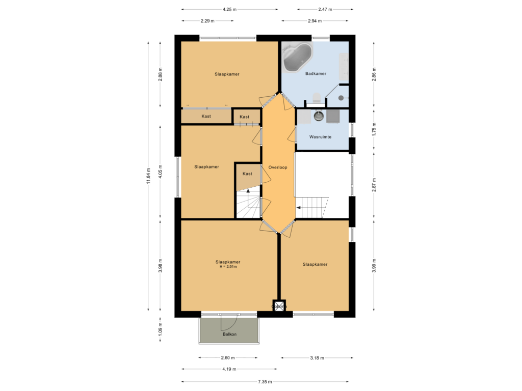 Bekijk plattegrond van Eersste verdieping van Kwartaalstraat 40