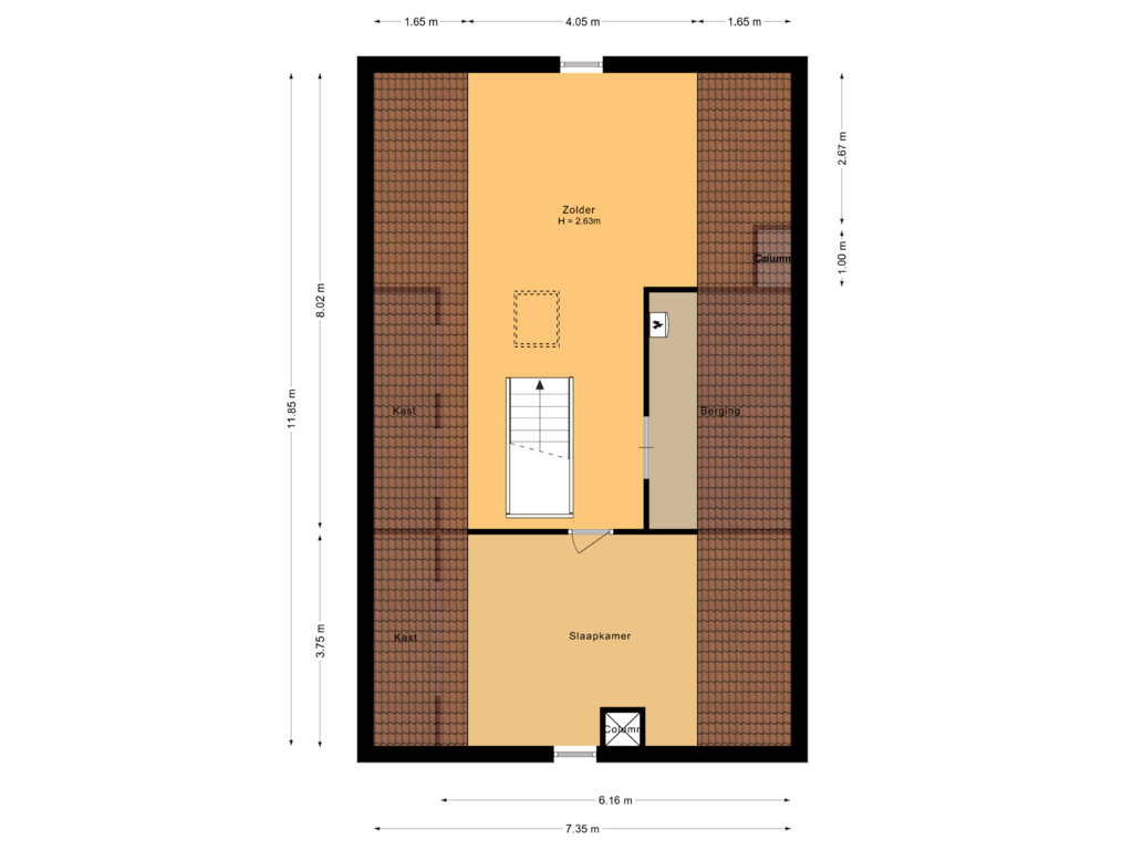 Bekijk plattegrond van Tweede verdieping van Kwartaalstraat 40