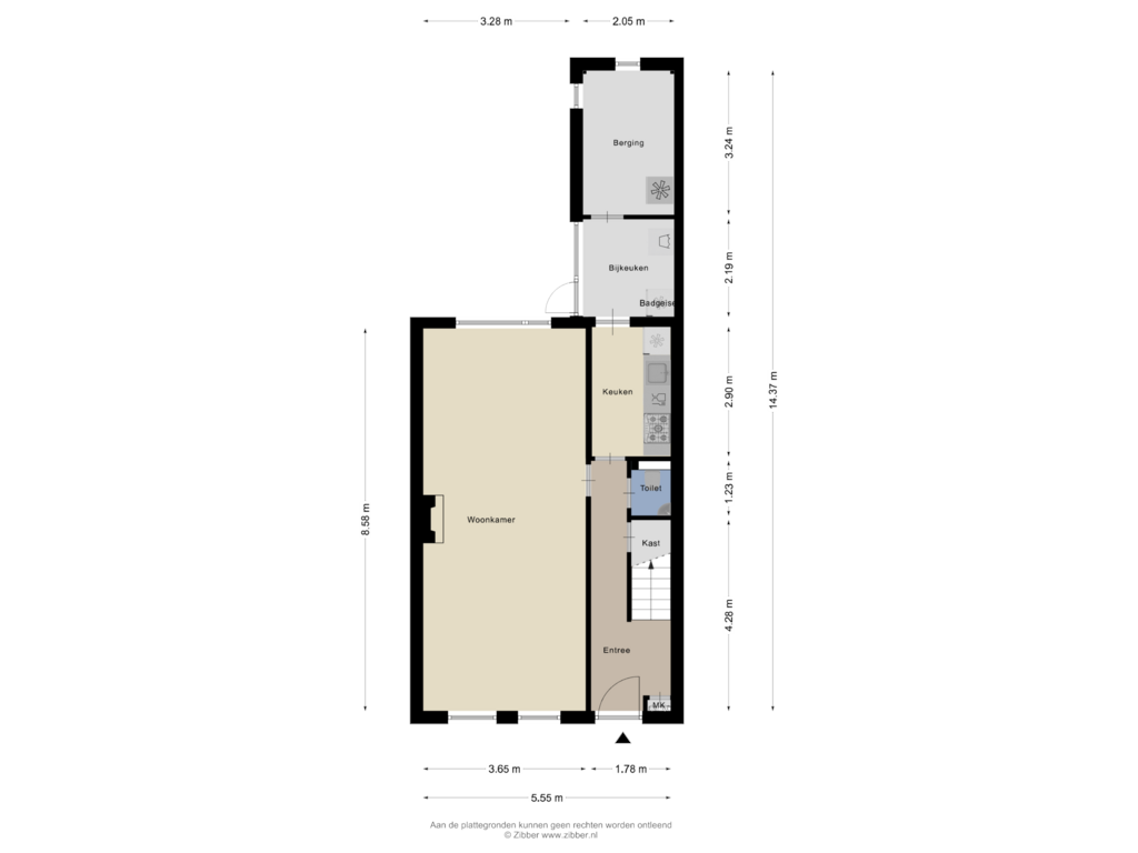 Bekijk plattegrond van Begane Grond van Spoorstraat 30