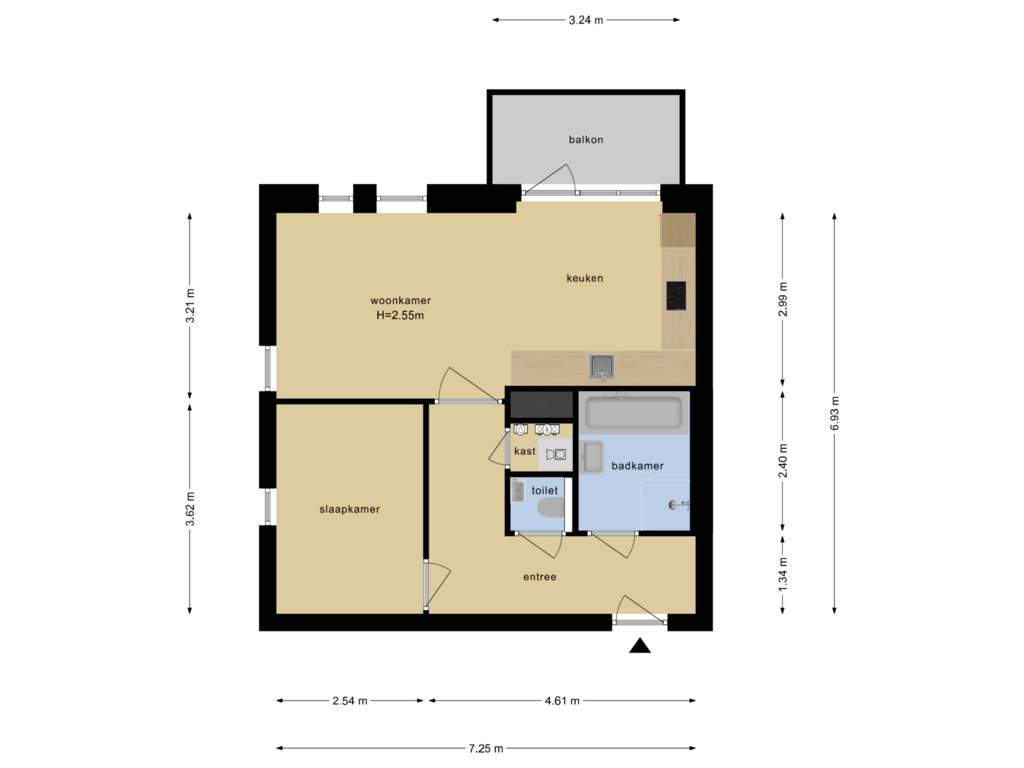 View floorplan of Appartement of Hoofdweg 854-V