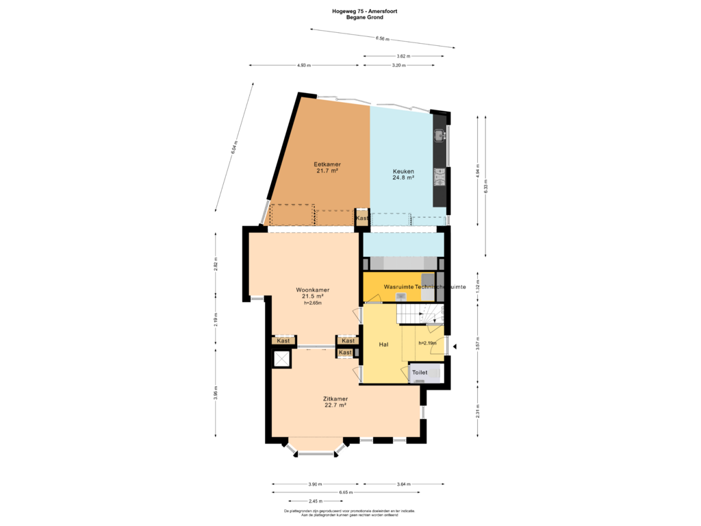 View floorplan of BEGANE GROND of Hogeweg 75