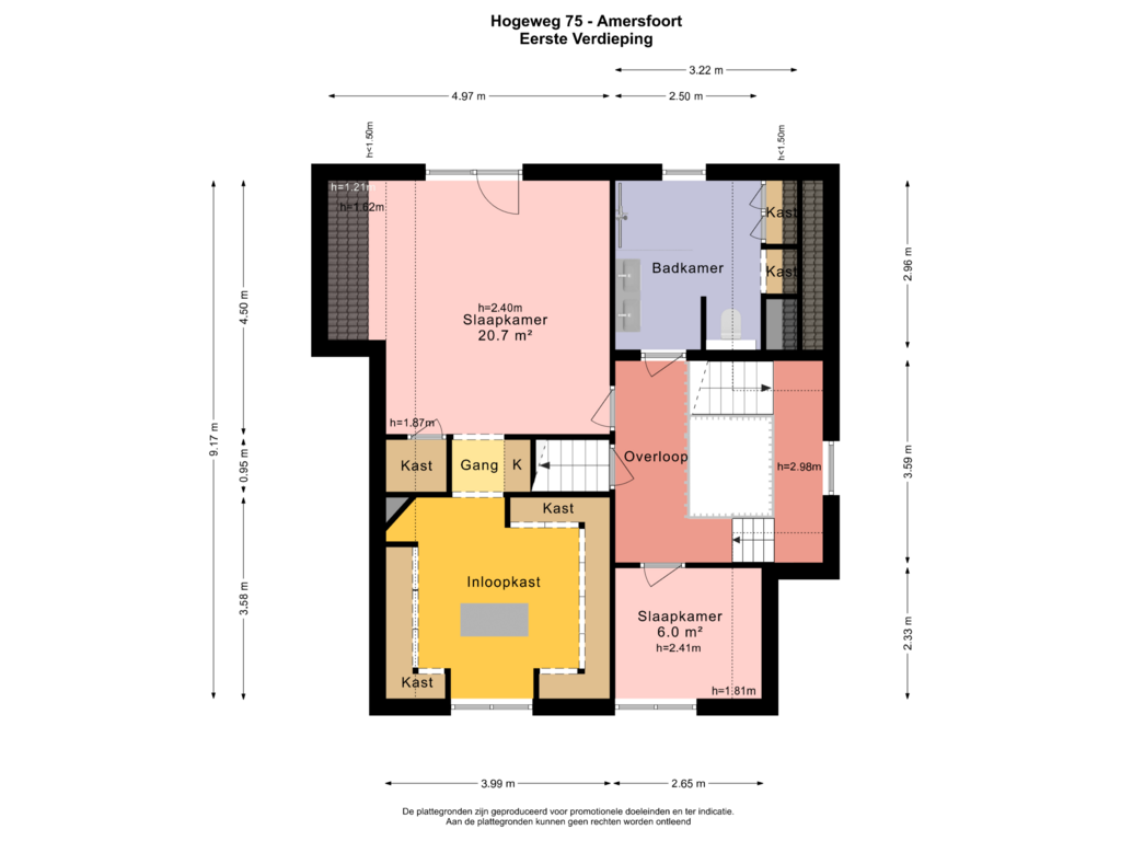 View floorplan of EERSTE VERDIEPING of Hogeweg 75