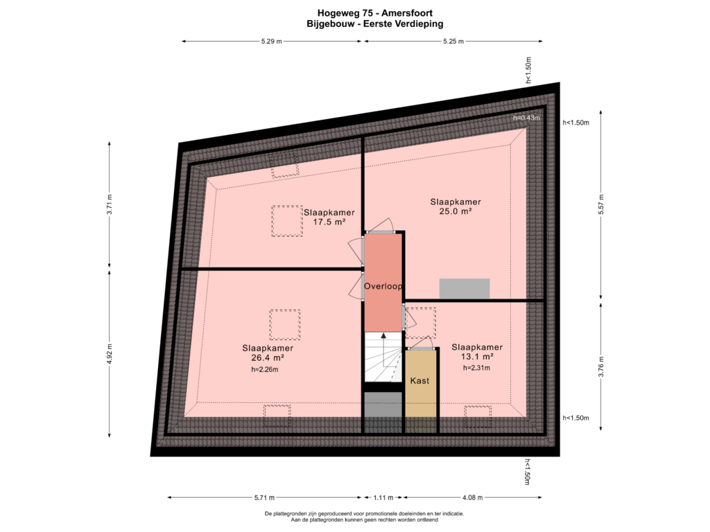 View floorplan of BIJGEBOUW - EERSTE VERDIEPING of Hogeweg 75