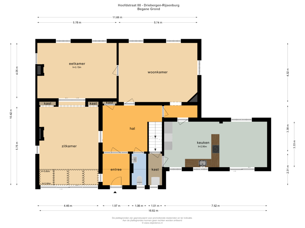 View floorplan of Begane Grond of Hoofdstraat 88