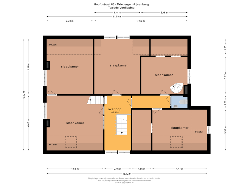 View floorplan of Tweede Verdieping of Hoofdstraat 88