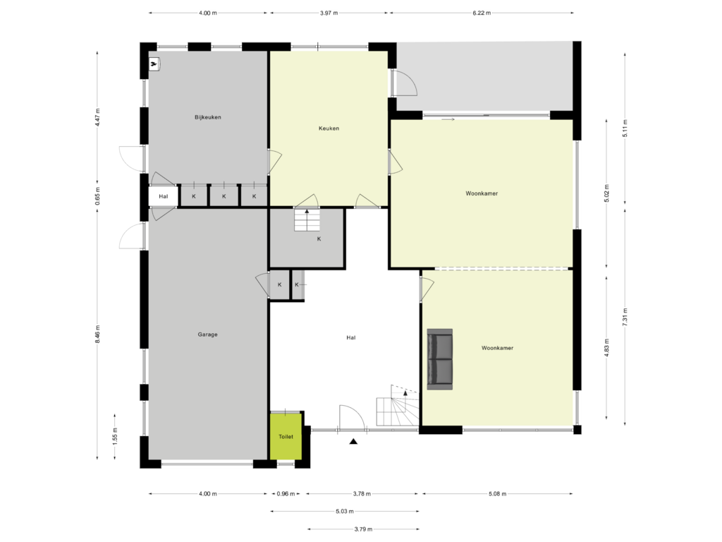 Bekijk plattegrond van Begane Grond van Burgemeester Kehrerstraat 44