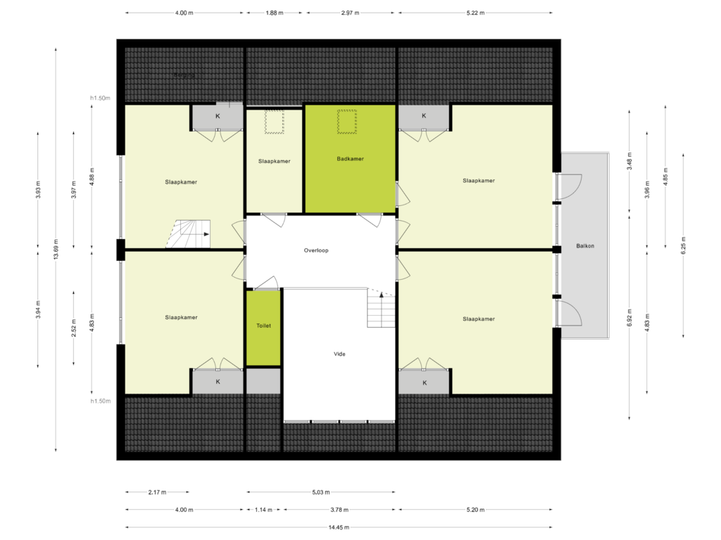 Bekijk plattegrond van 1e Verdieping van Burgemeester Kehrerstraat 44