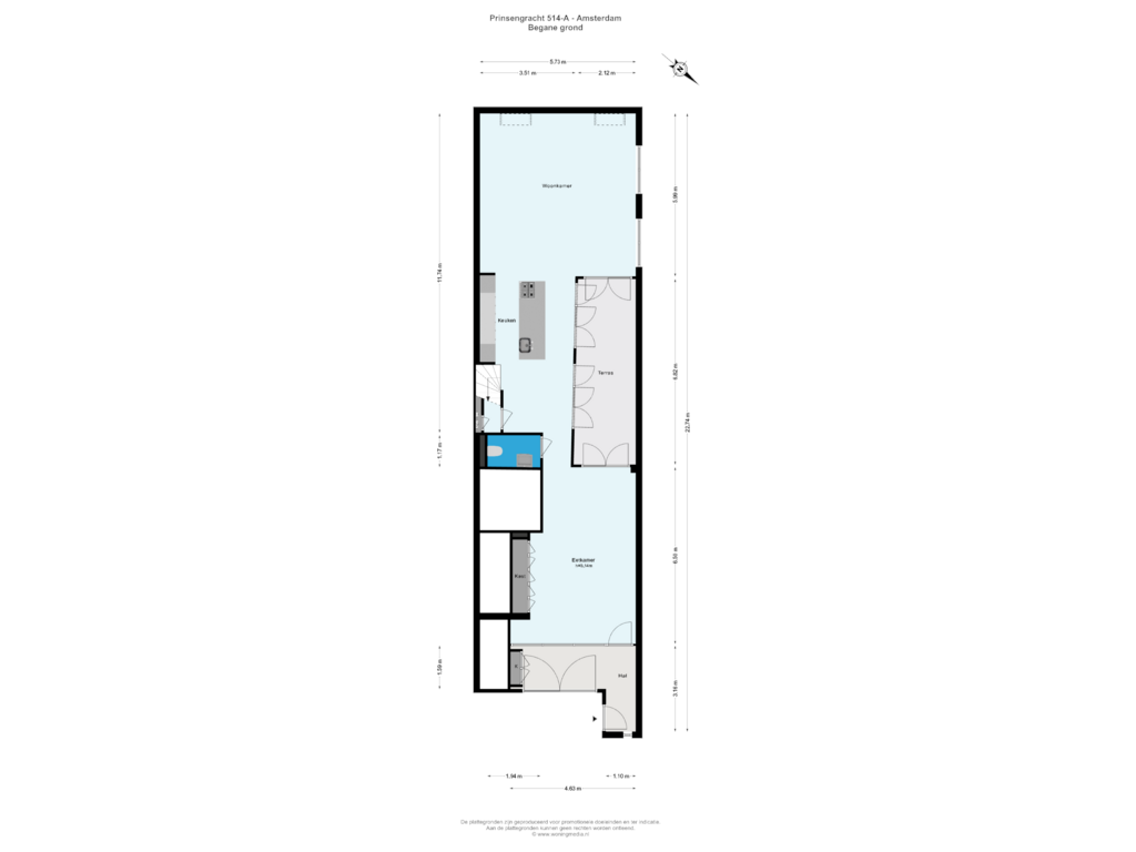 Bekijk plattegrond van Begane grond van Prinsengracht 514-A