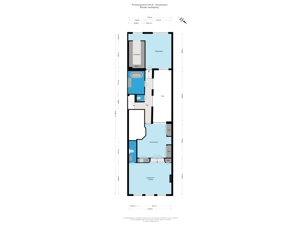 Bekijk plattegrond van Eerste verdieping van Prinsengracht 514-A