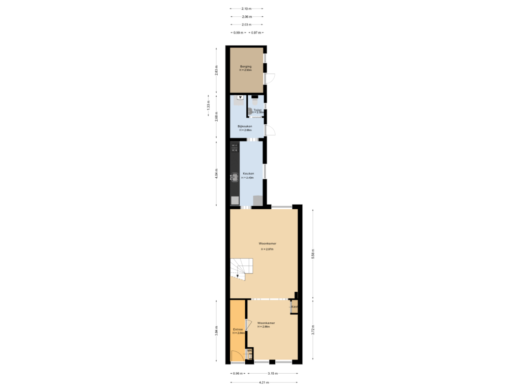 Bekijk plattegrond van Begane grond van President Krügerstraat 33