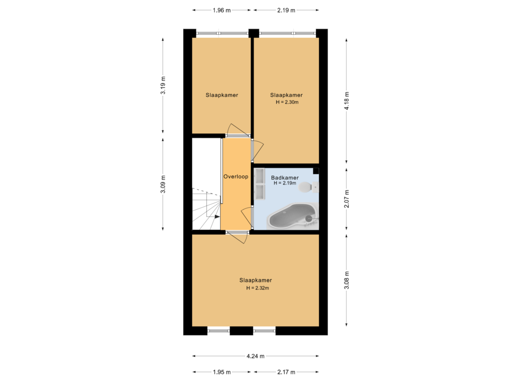 Bekijk plattegrond van Eerste verdieping van President Krügerstraat 33