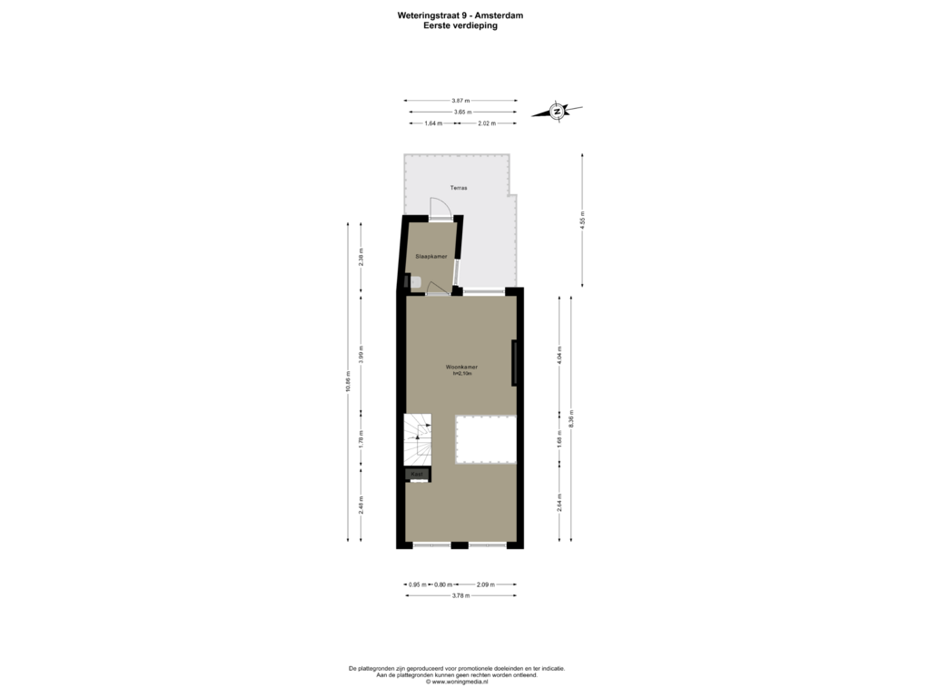 View floorplan of Eerste verdieping of Weteringstraat 9