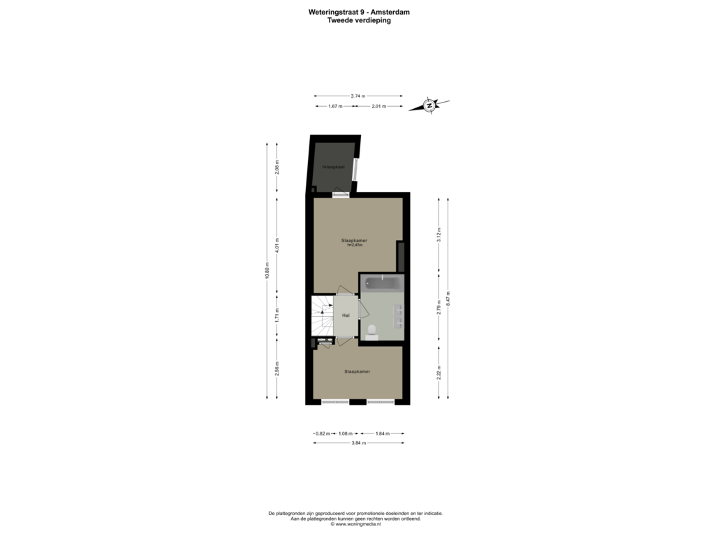 View floorplan of Tweede verdieping of Weteringstraat 9