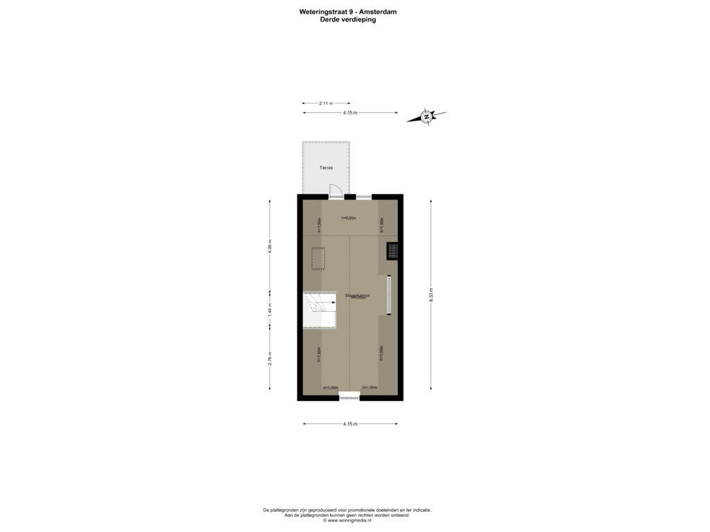 View floorplan of Derde verdieping of Weteringstraat 9