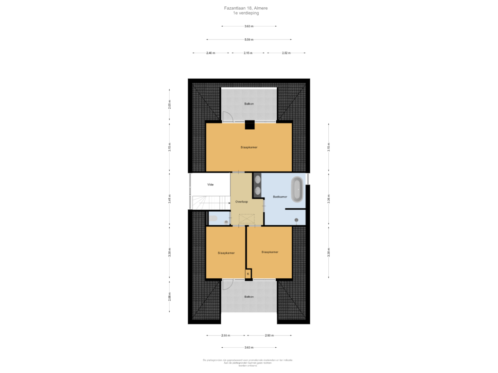 View floorplan of 1e verdieping of Fazantlaan 18