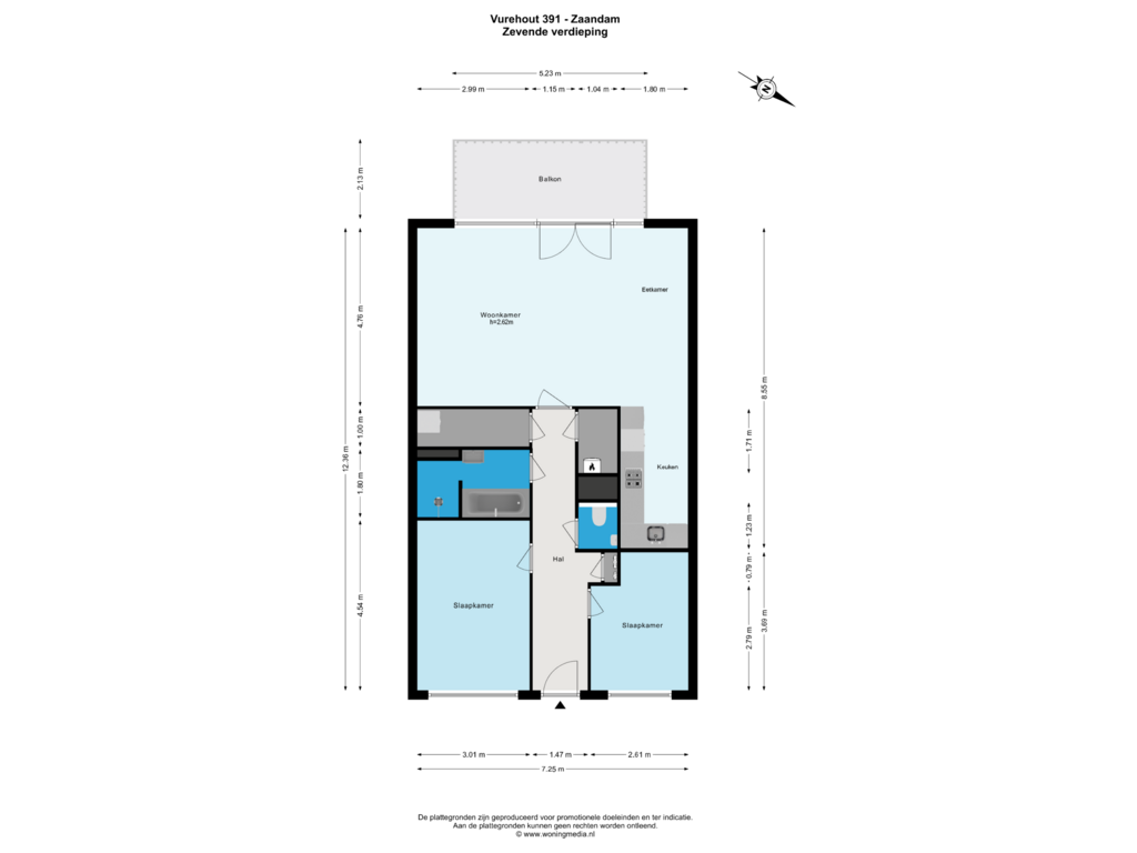 Bekijk plattegrond van Zevende verdieping van Vurehout 391