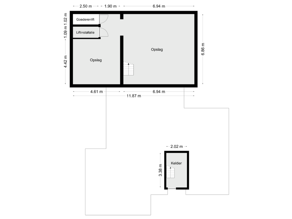 Bekijk plattegrond van Souterrain van Aardhuisweg 74