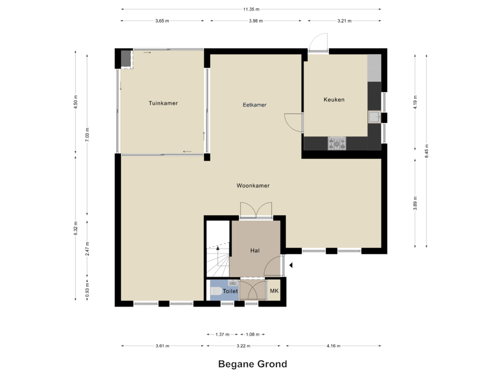 Bekijk plattegrond van Begane Grond van Hoolstraat 1