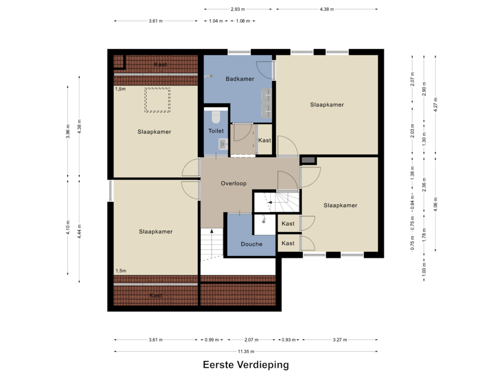 Bekijk plattegrond van Eerste Verdieping van Hoolstraat 1