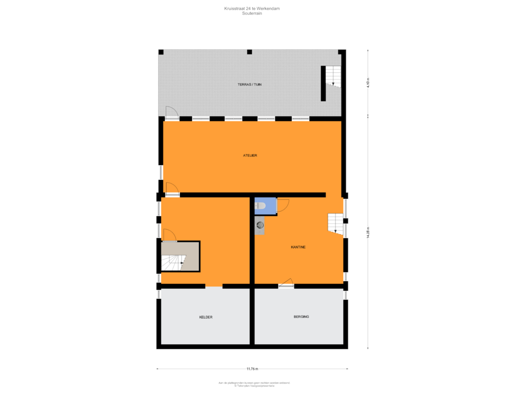 Bekijk plattegrond van Souterrain van Kruisstraat 24