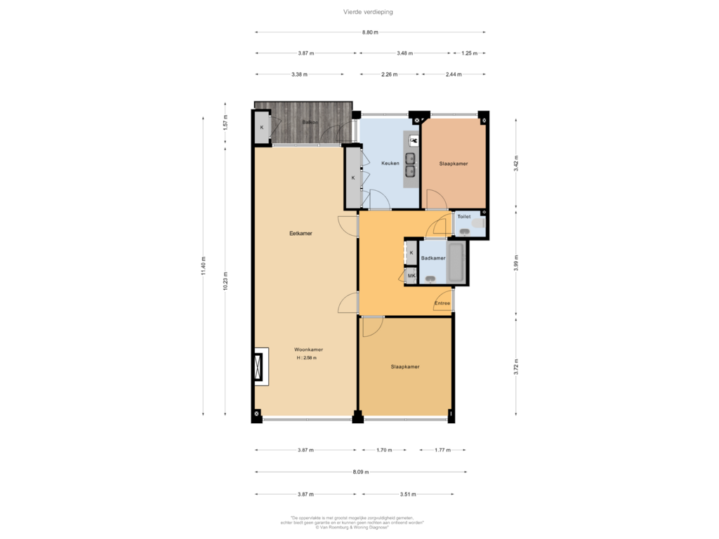 Bekijk plattegrond van Vierde verdieping van Cearálaan 46