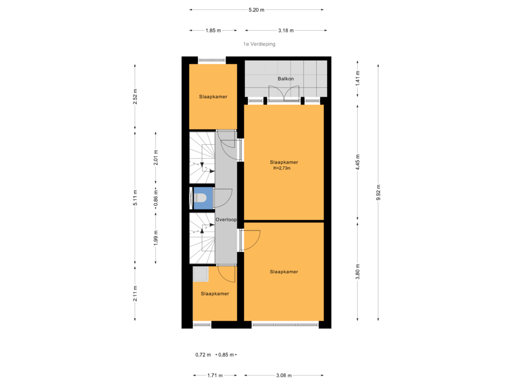 Bekijk plattegrond van 1e Verdieping van Jan Willem Frisostraat 9-A