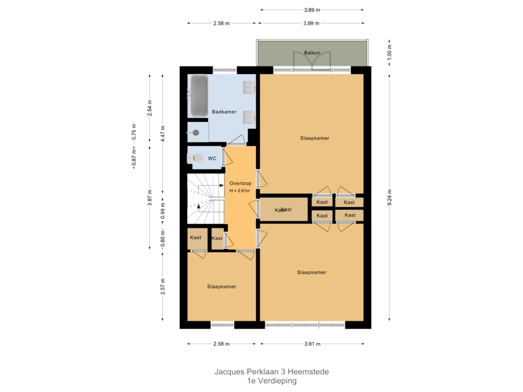 Bekijk plattegrond van 1e Verdieping van Jacques Perklaan 3