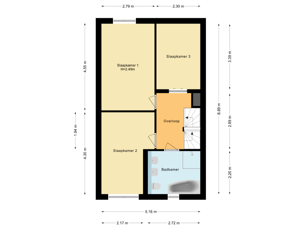 View floorplan of Eerste verdieping of Kastanjelaan 22