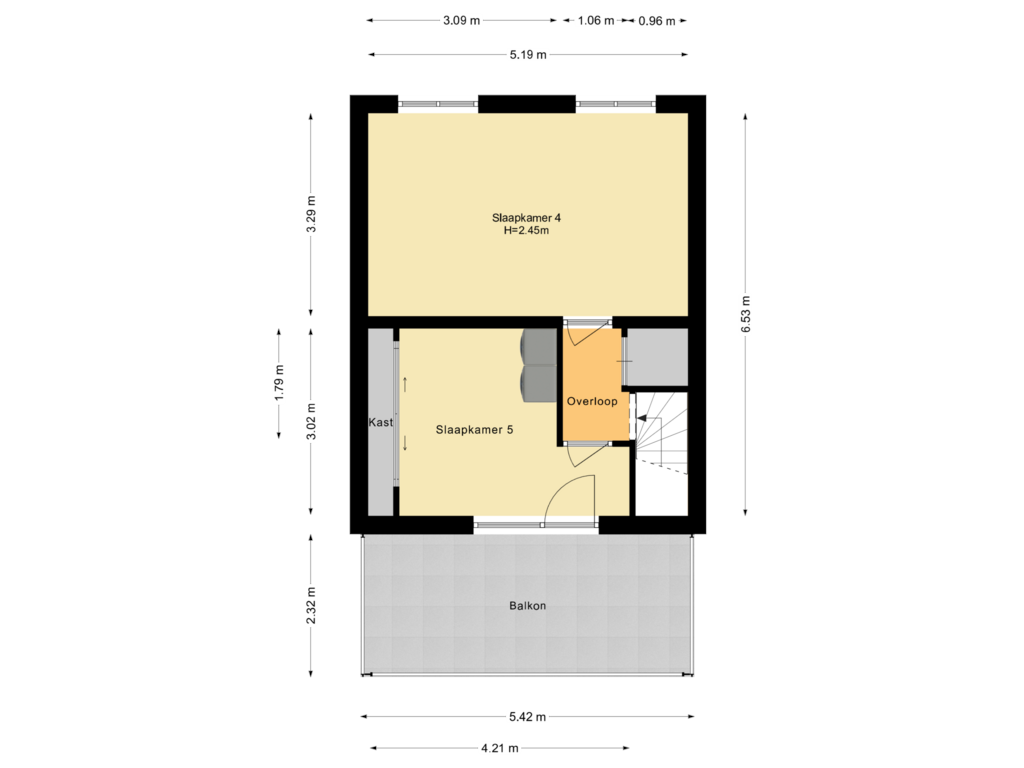 View floorplan of Tweede verdieping of Kastanjelaan 22