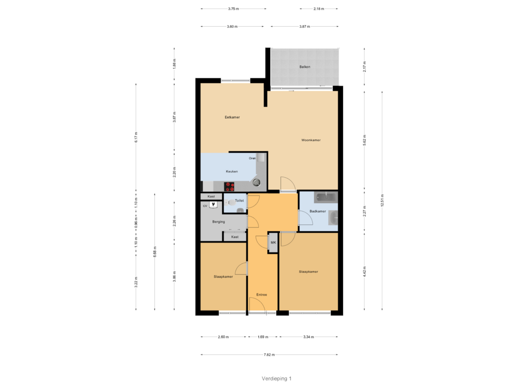 Bekijk plattegrond van Verdieping 1 van Wouwerdries 72