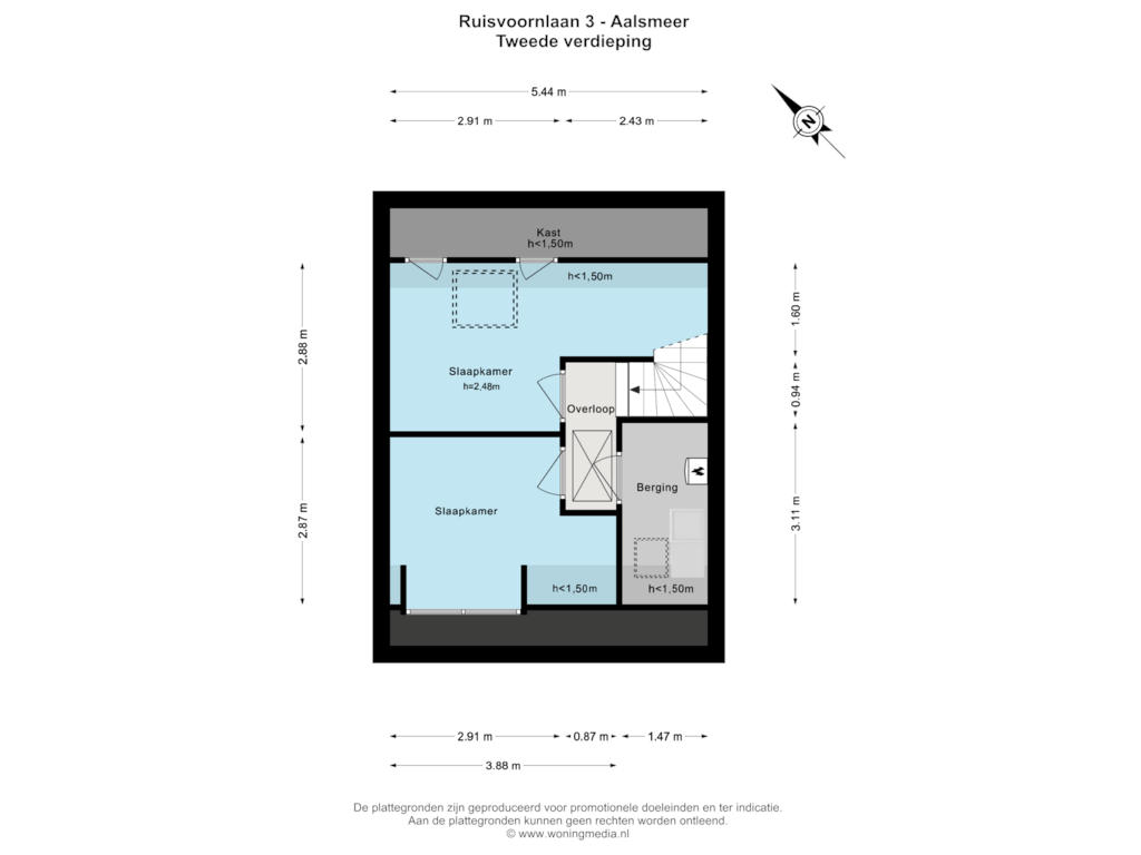 Bekijk plattegrond van Tweede verdieping van Ruisvoornlaan 3