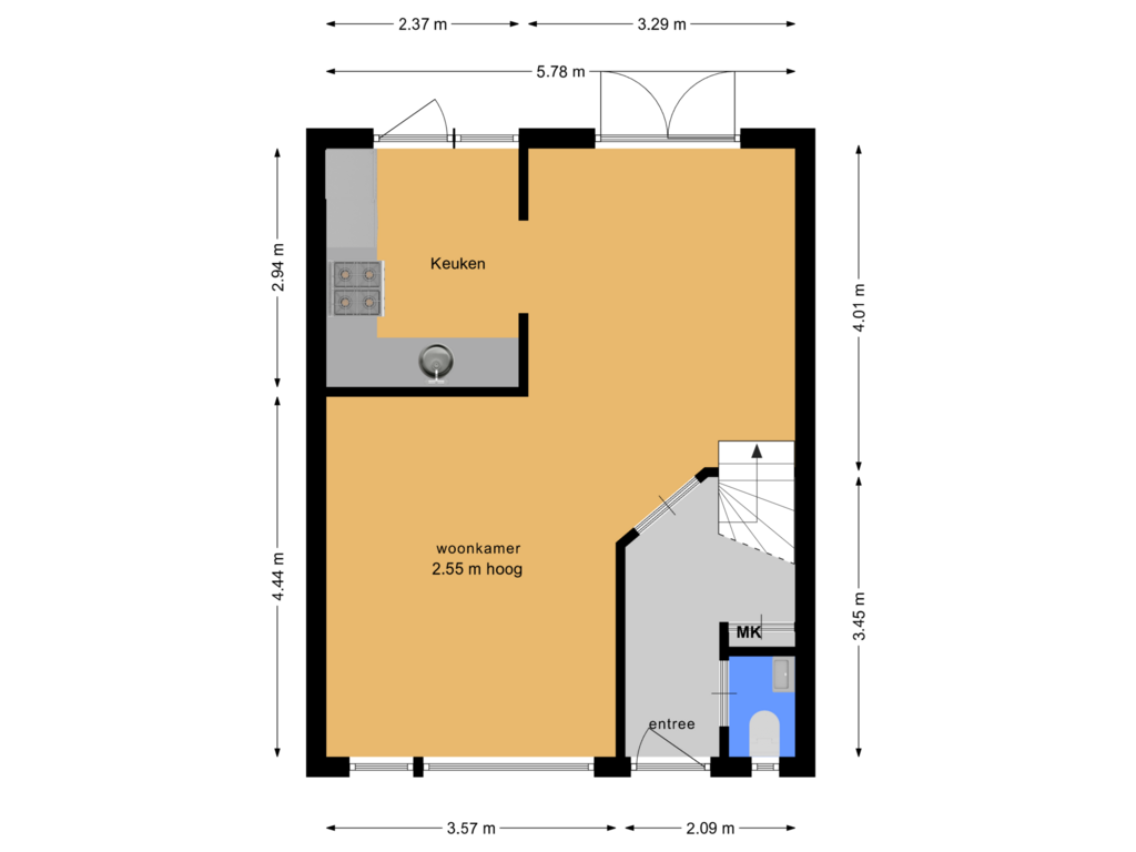 View floorplan of bgg of Jonneveen 25