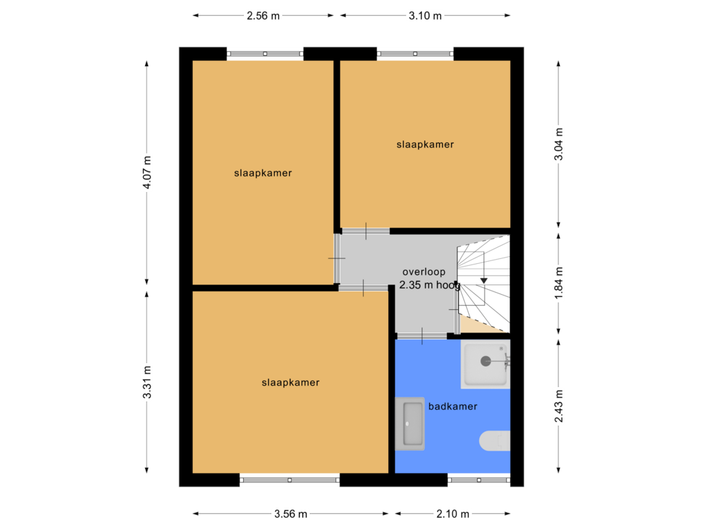 View floorplan of etage of Jonneveen 25