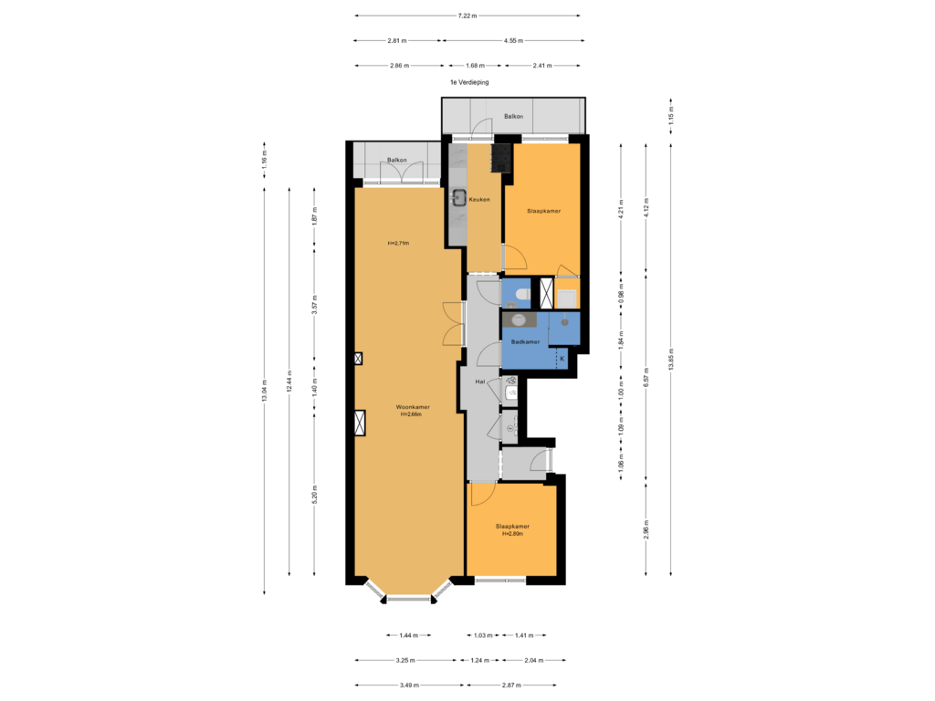 Bekijk plattegrond van 1e Verdieping van Hanenburglaan 22-A