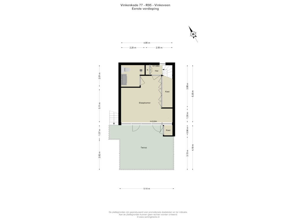 Bekijk plattegrond van Eerste verdieping van Vinkenkade 77-R95