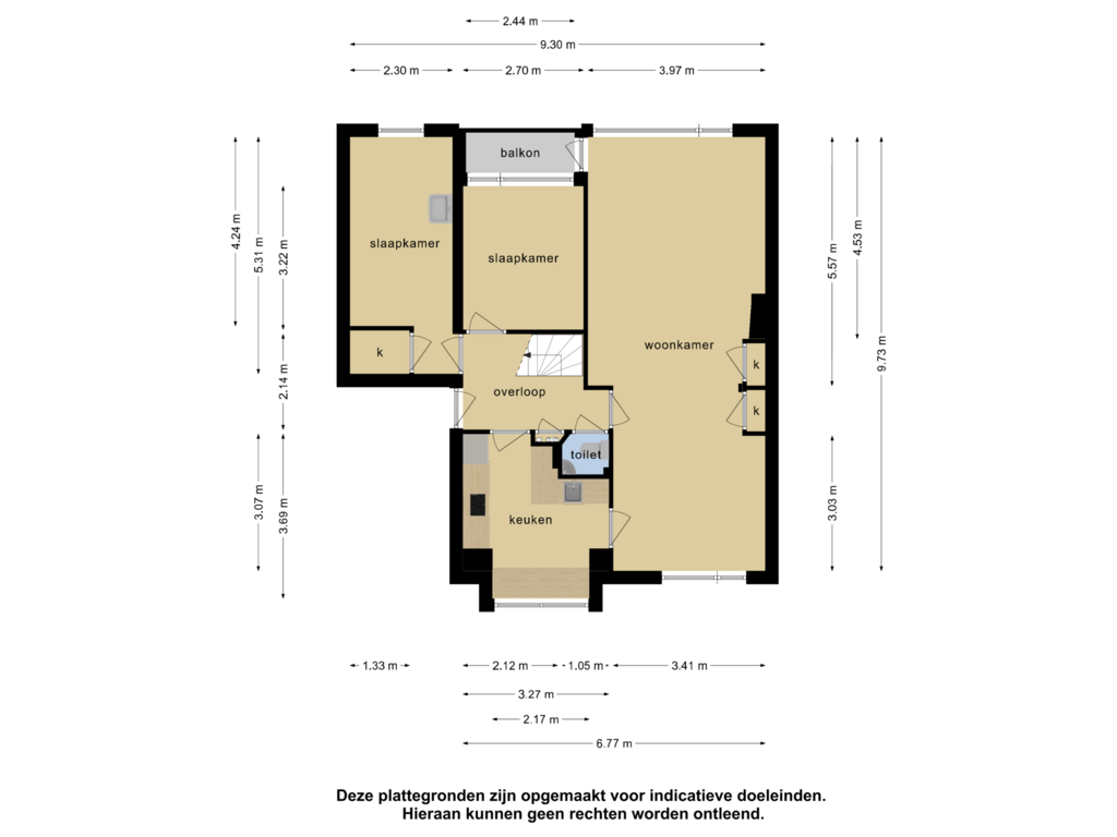 View floorplan of 2e verdieping of Keesomstraat 35-C