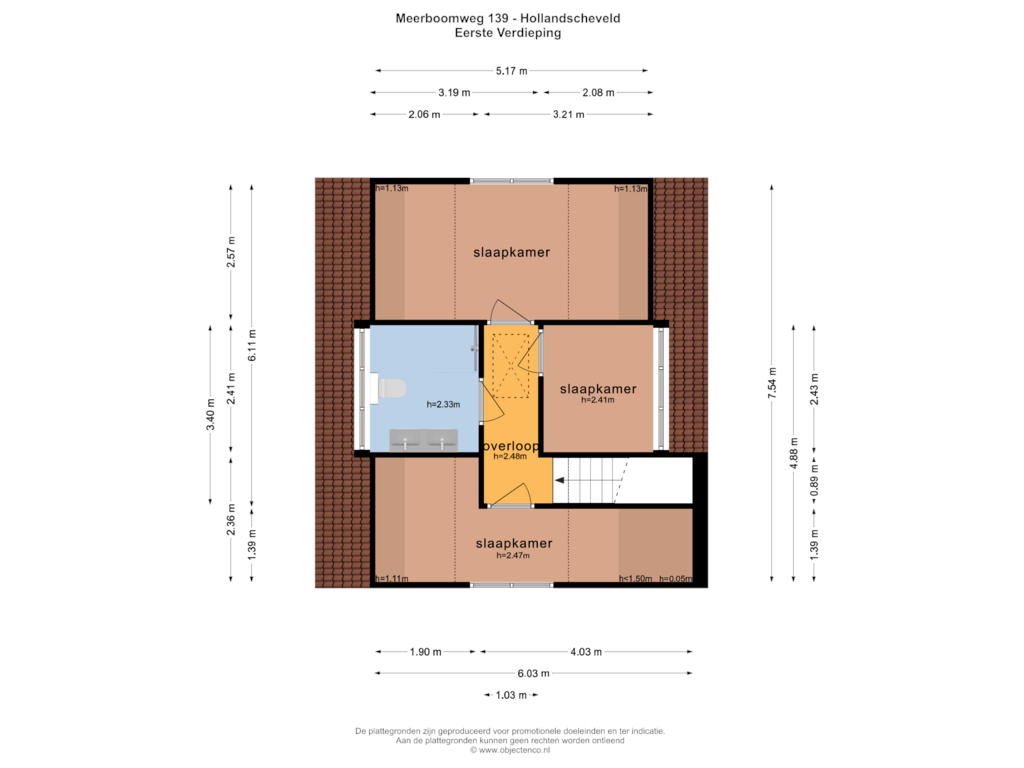 Bekijk plattegrond van EERSTE VERDIEPING van Meerboomweg 139