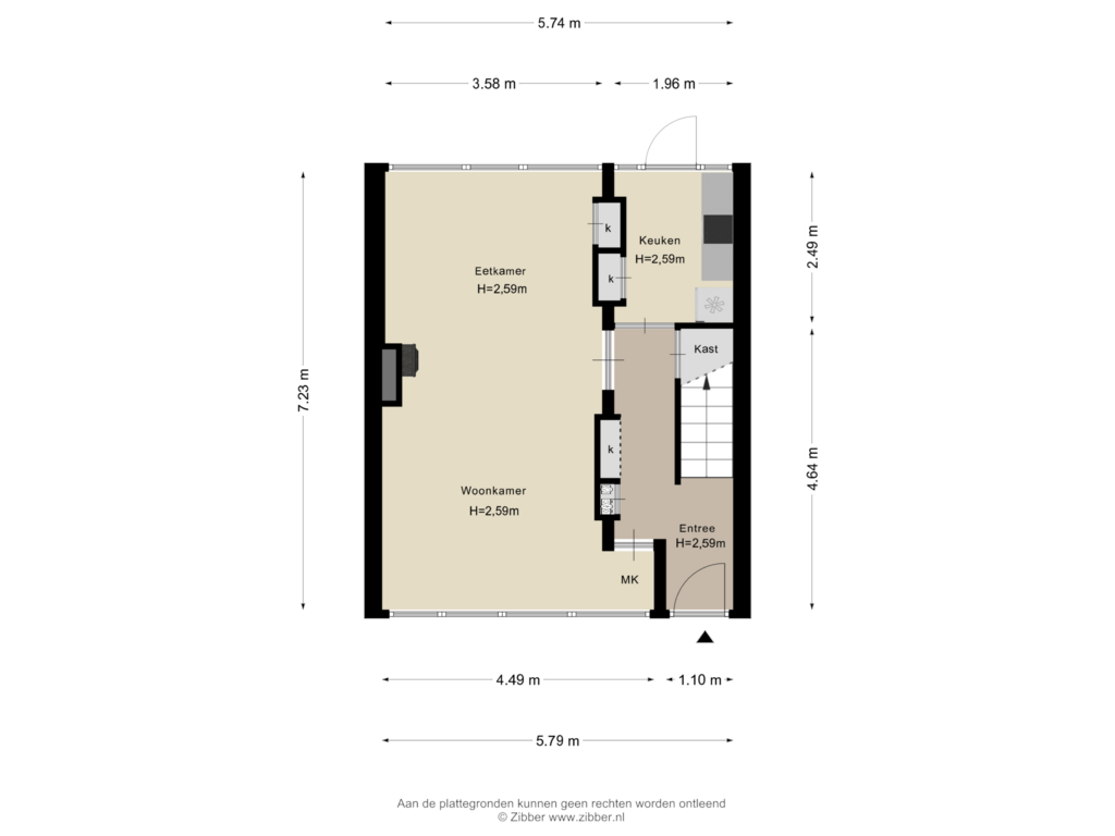 View floorplan of Begane grond of Frans Halsstraat 11