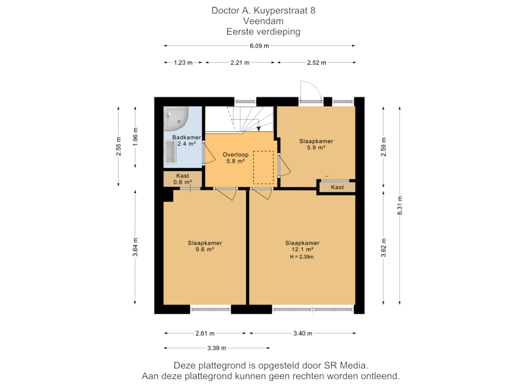 View floorplan of Eerste verdieping of Dr. A. Kuyperstraat 8