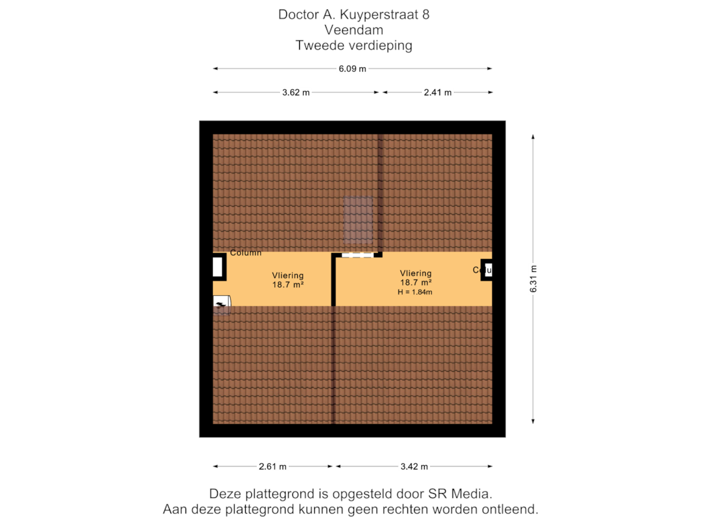 View floorplan of Tweede verdieping of Dr. A. Kuyperstraat 8