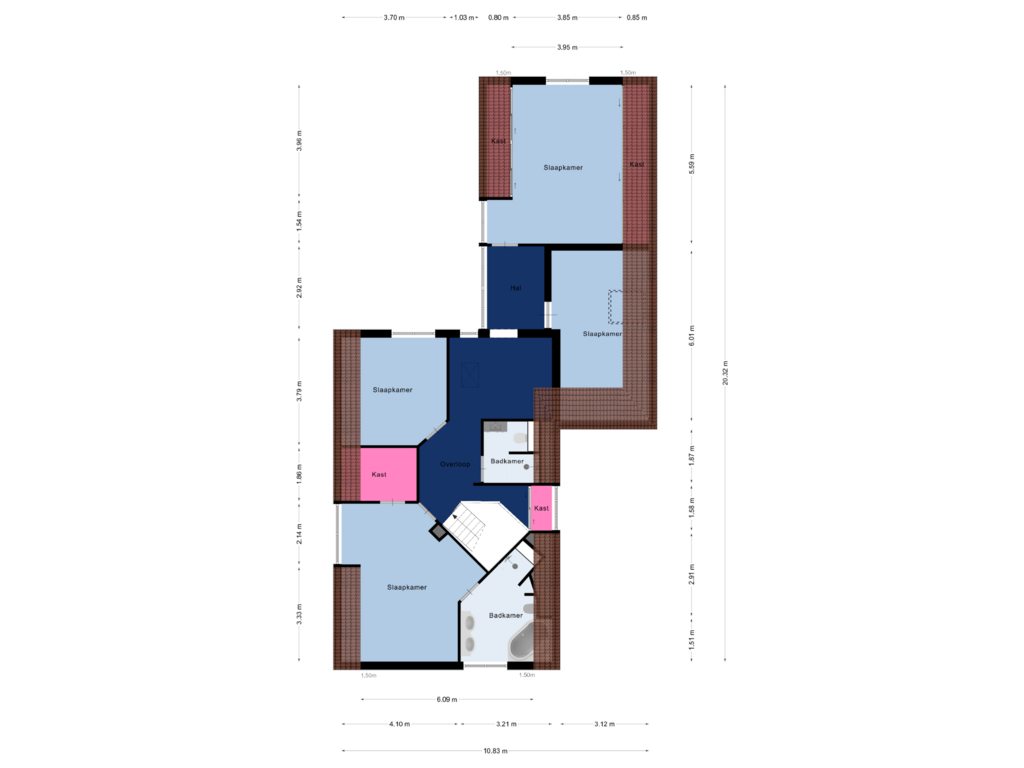 Bekijk plattegrond van Eerste verdieping van Hoofdstraat 12-A