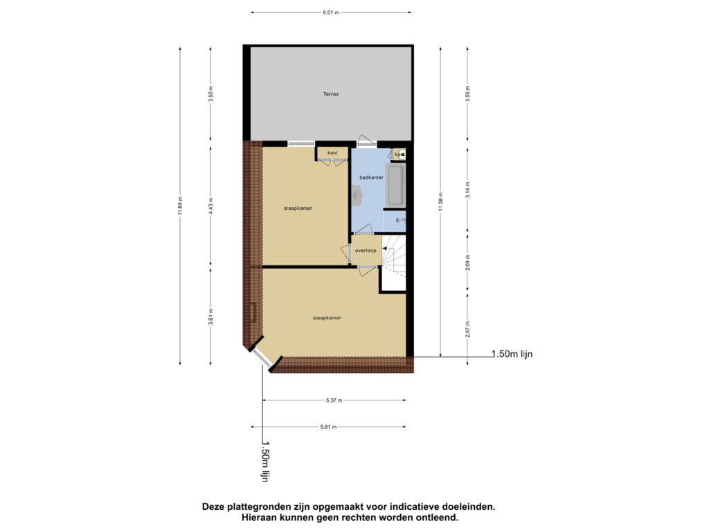 View floorplan of Tweede Verdieping of Sint Liduinastraat 40