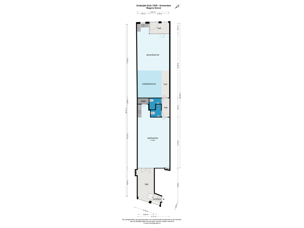 View floorplan of BEGANE GROND of Oudezijds Kolk 13-O