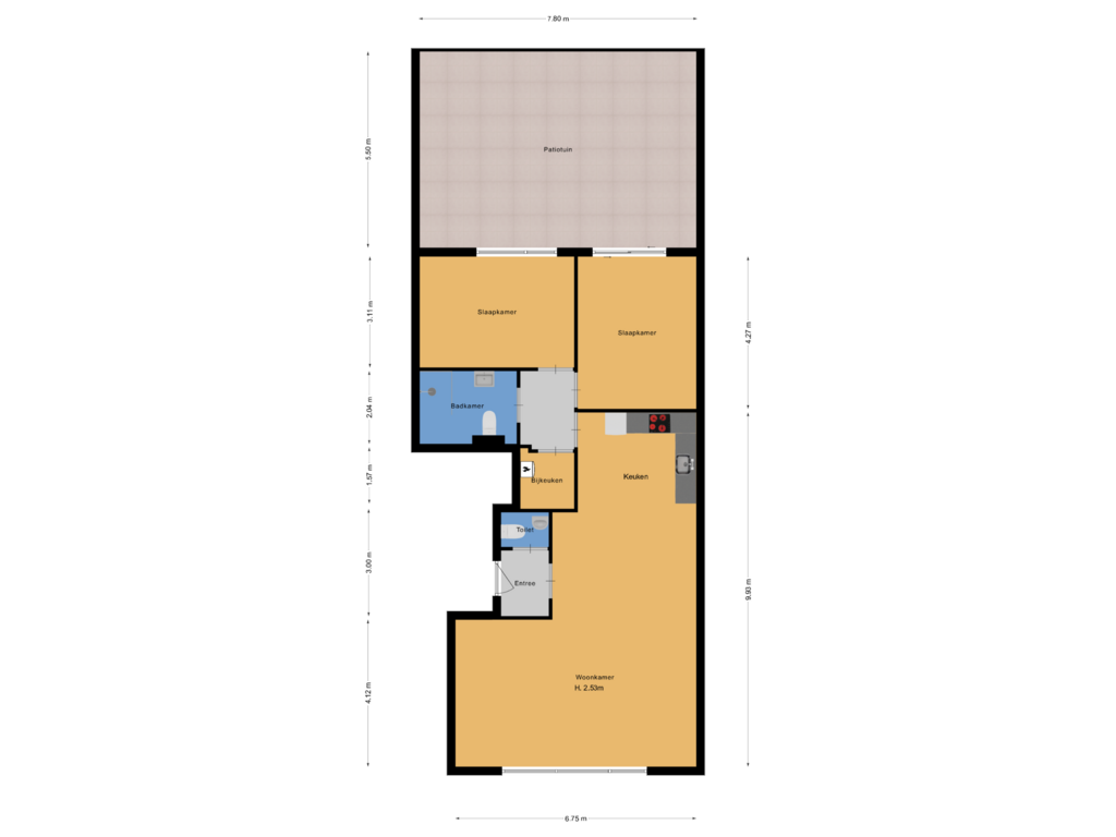 Bekijk plattegrond van Begane grond met tuin van 2e Hogeweg 58