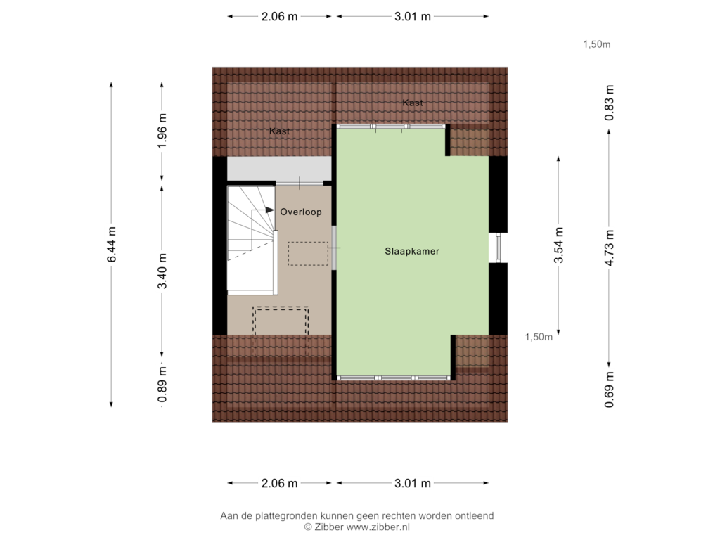 Bekijk plattegrond van Tweede Verdieping van Graaf Balthasarlaan 11