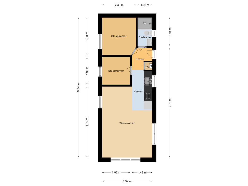 Bekijk plattegrond van Begane grond van Coevorderweg 27-145