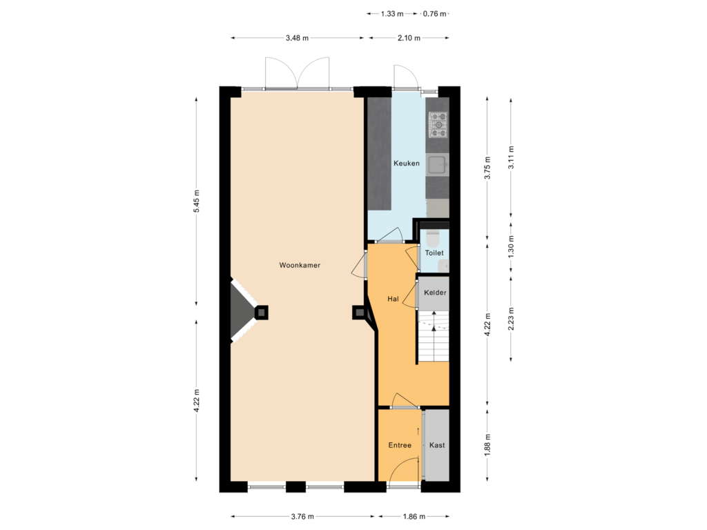 Bekijk plattegrond van Begane grond van Houtweg 15