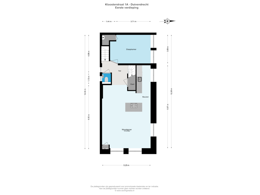 Bekijk plattegrond van Eerste verdieping van Kloosterstraat 1-A